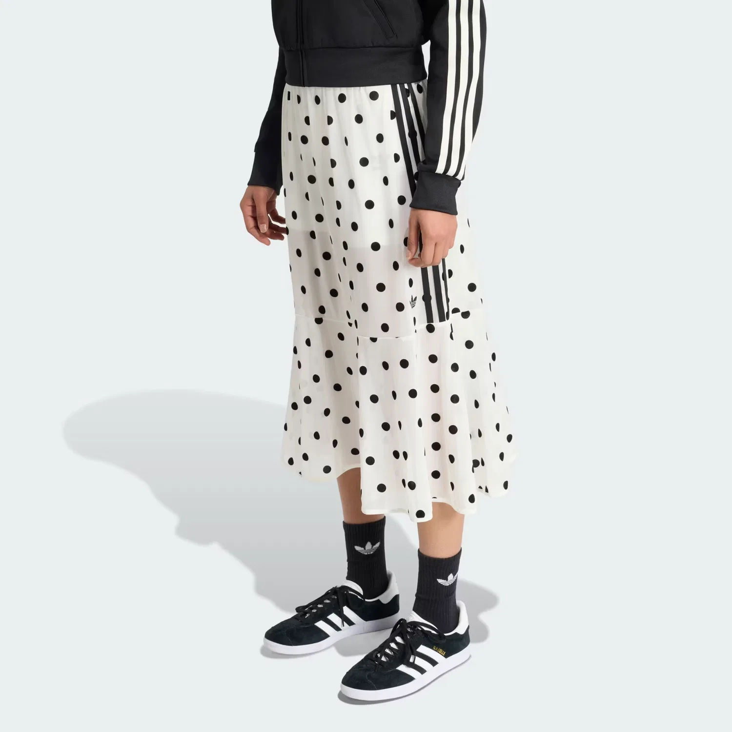 Юбка шифон в горошек повседневная длинная женская Adidas Originals, Jade White — фото 3