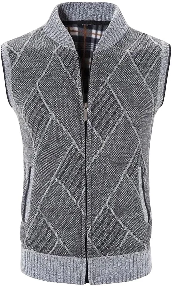 

Мужской вязаный кардиган на молнии с высоким воротником