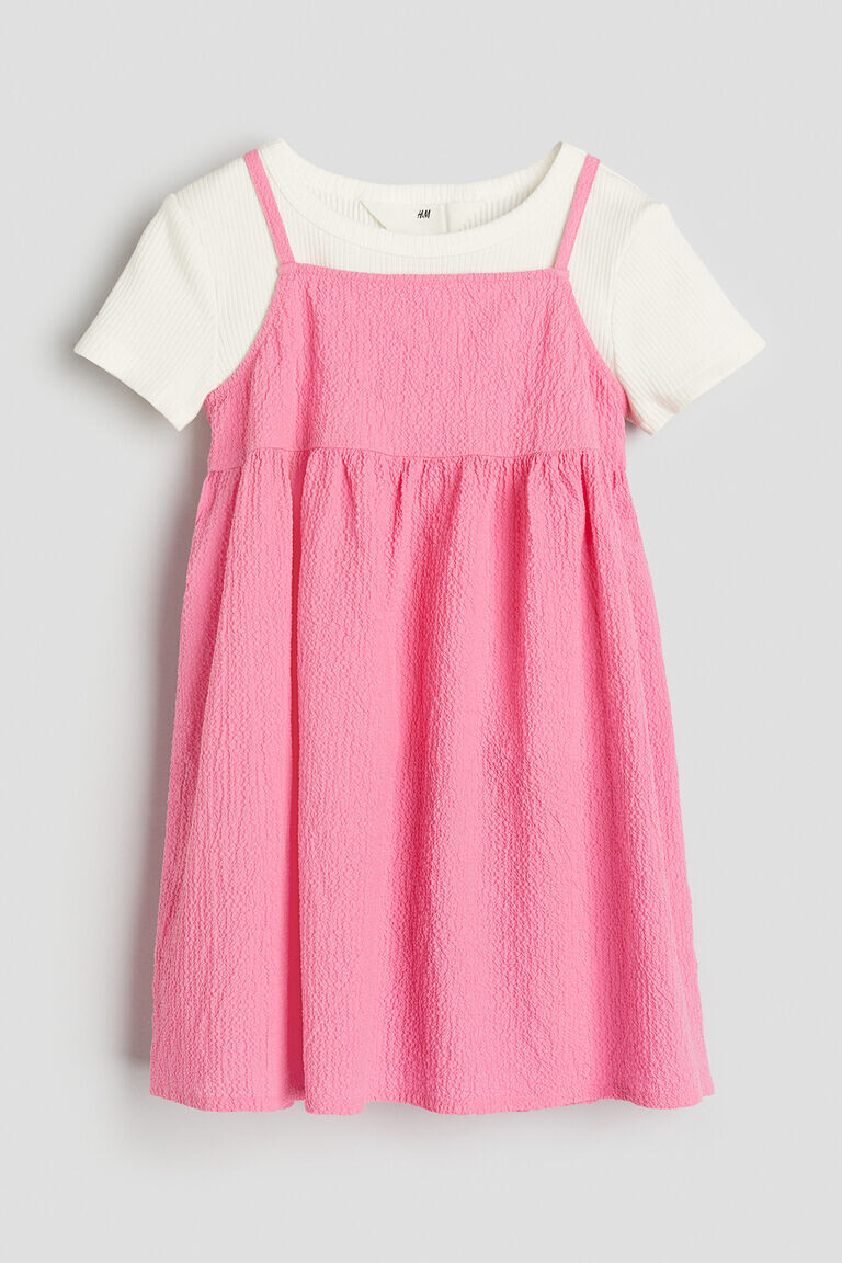 

Комплект из 2-х футболок и платья H&M, розовый