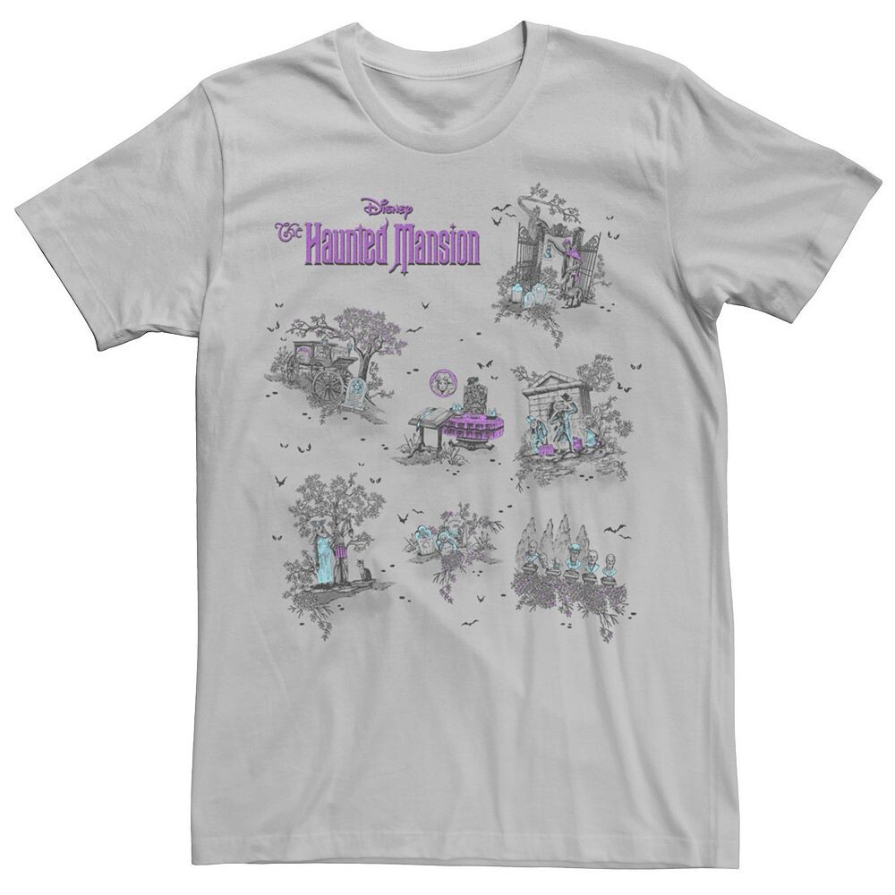 

Мужская футболка с рисунком The Haunted Mansion Map Licensed Character, цвет Athletic Heather