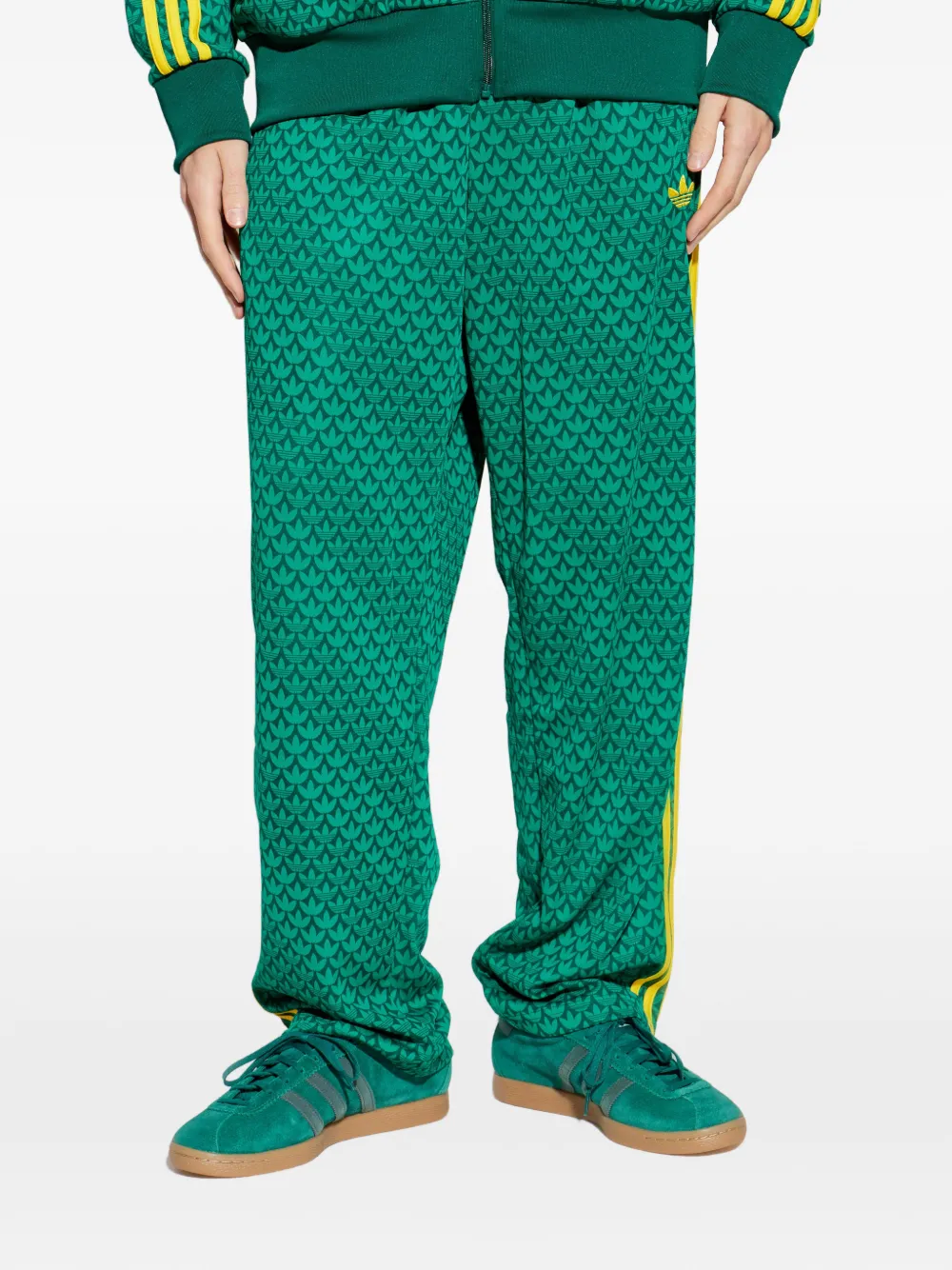 Спортивные штаны с узором Adidas, зеленый — фото 3