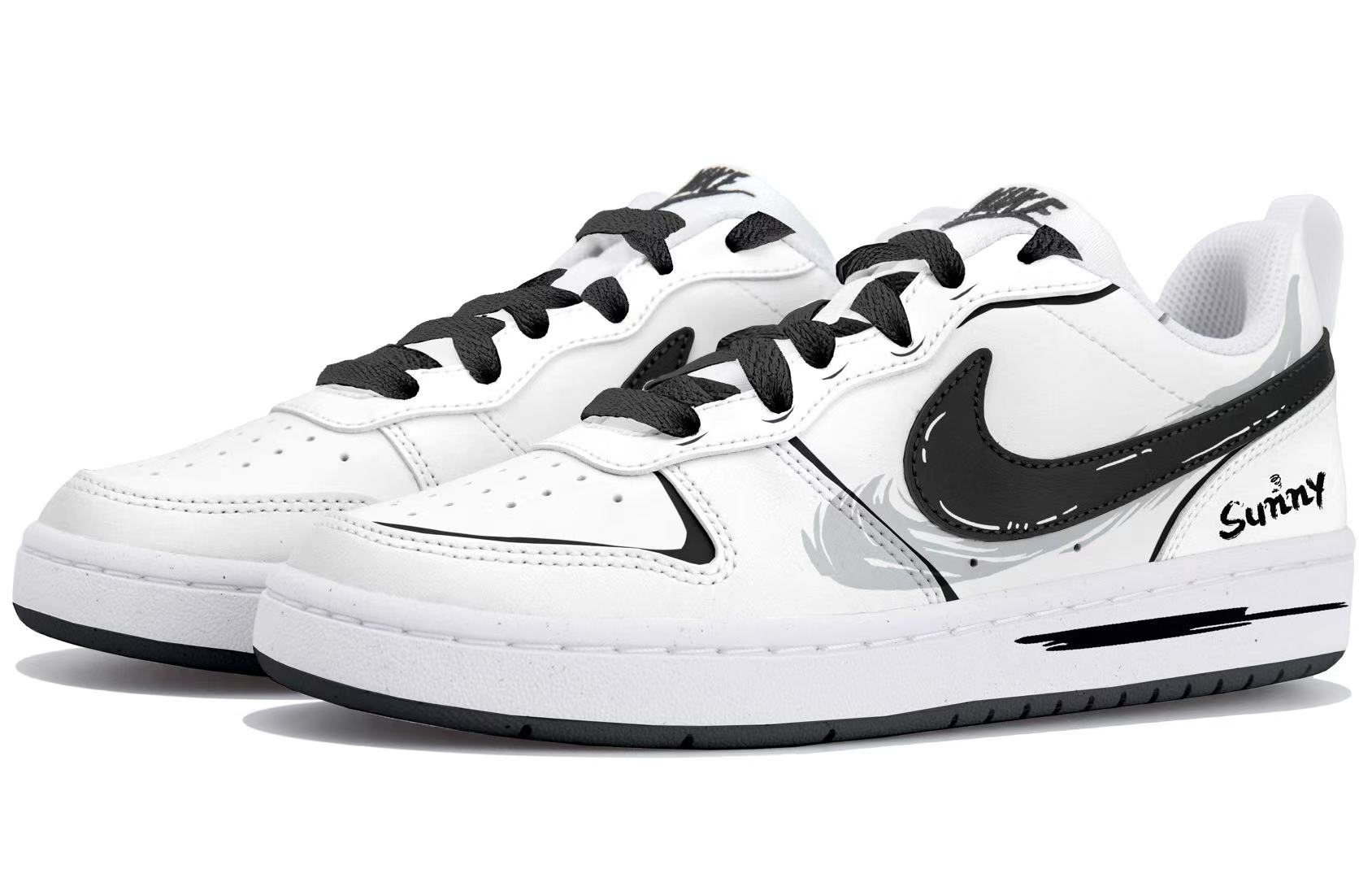 Court Borough Sunny Wind Graffiti Low top Детские скейтбординг кроссовки Черный Белый Серый Подростки Nike, черный белый серый — фото 4