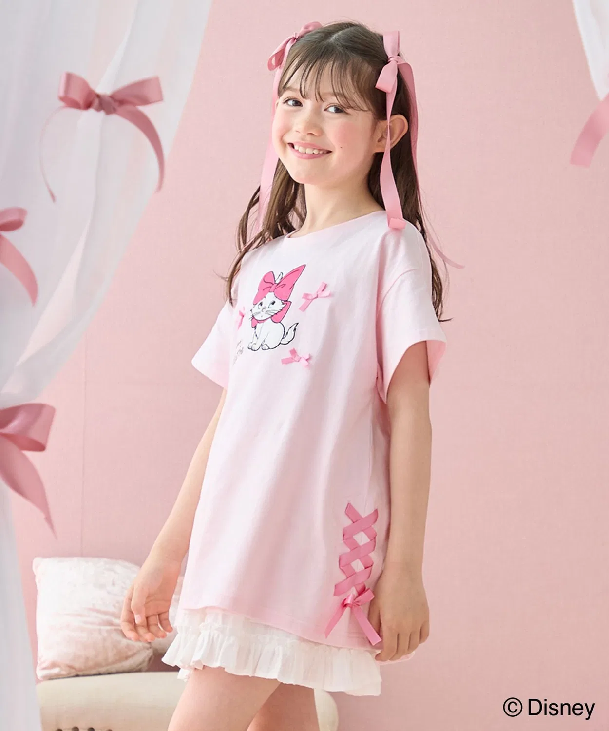 Детская футболка с длинным рукавомDisney Marie ANY, Pink