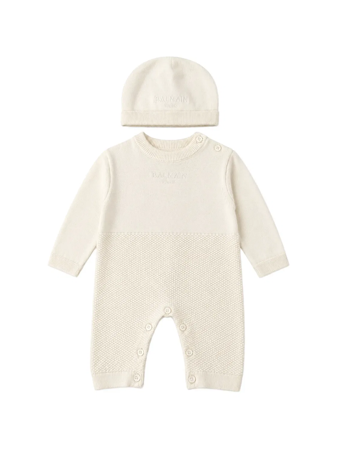 Спортивный костюм с вышитым логотипом Balmain Kids, нейтральные цвета