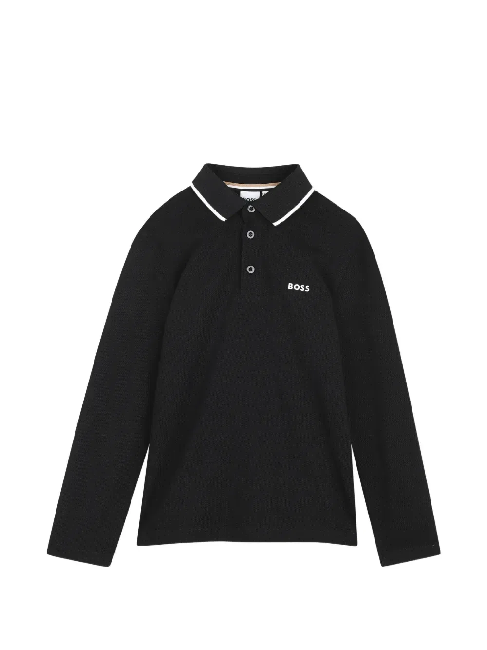 Рубашка поло с длинными рукавами и логотипом Boss Kidswear, черный