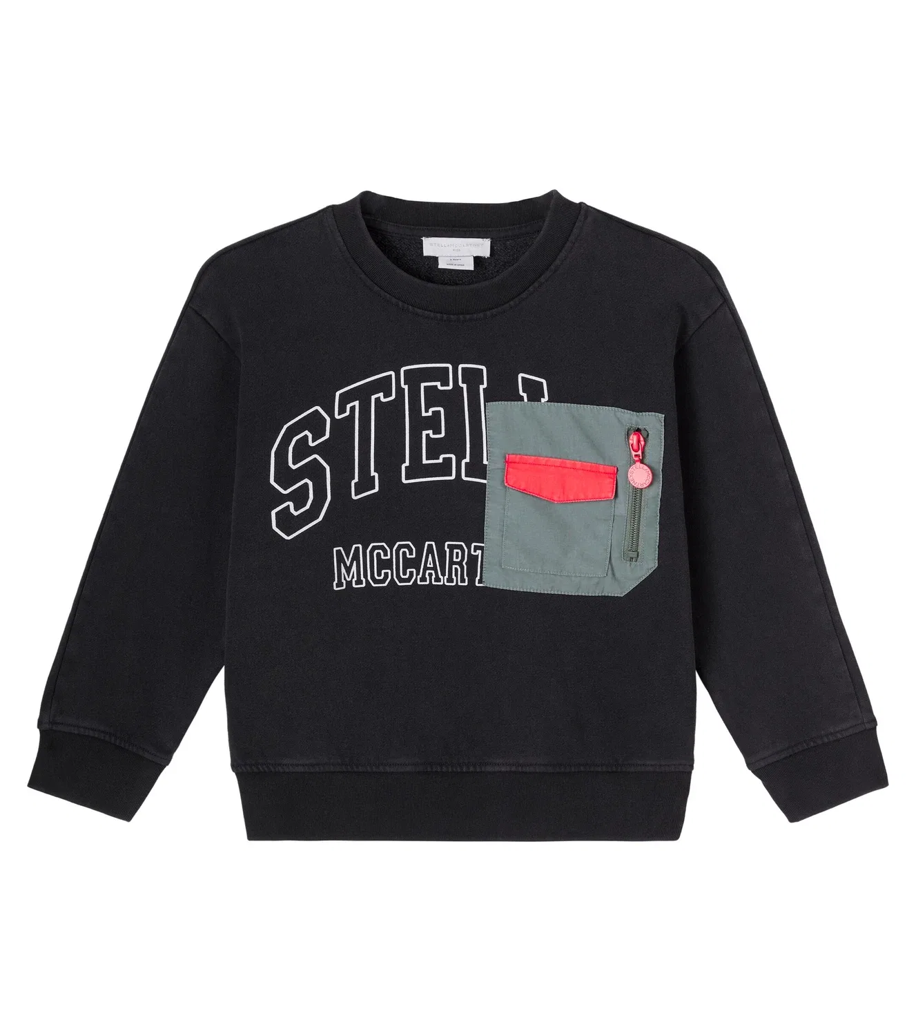 Детский свитшот из хлопкового флиса Stella Mccartney Kids, черный