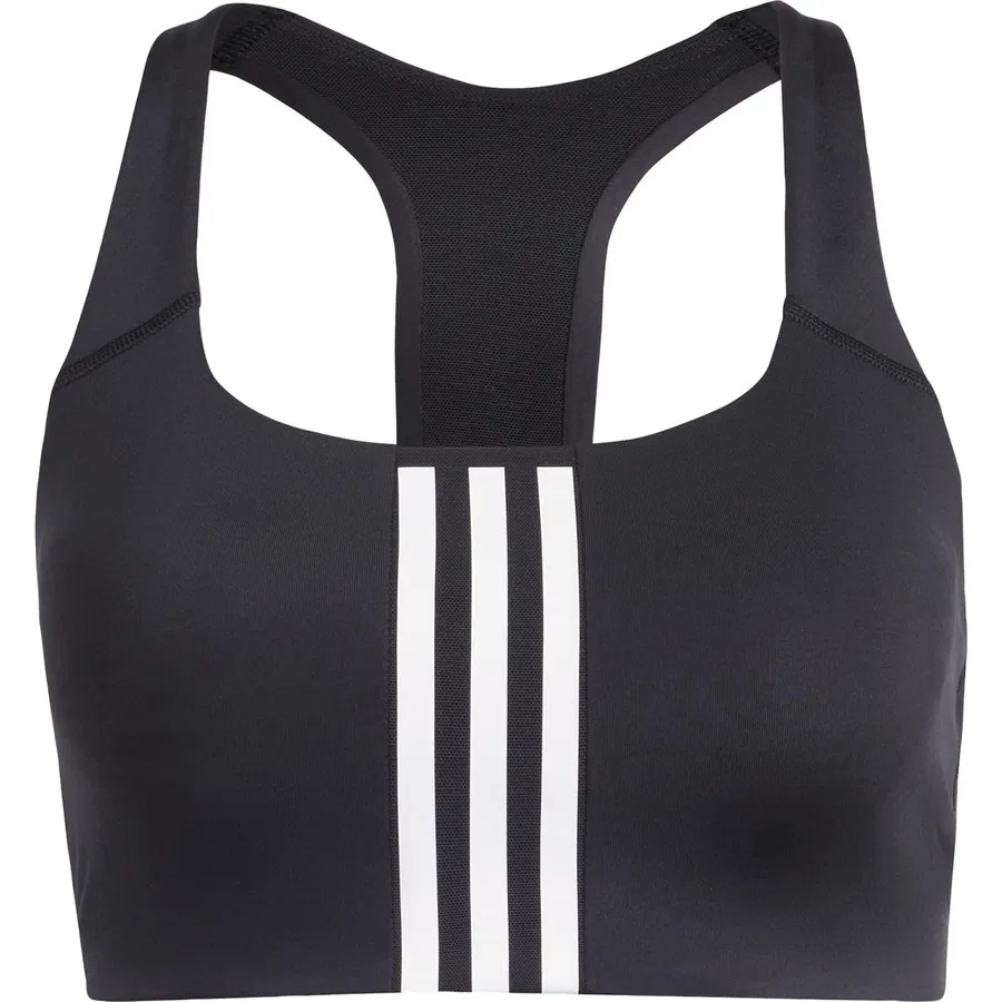 Спортивный бюстгальтер средней поддержки с принтом Performance IQ3369 Training Medium Support 3 Stripes Bra adidas, Черный — фото 3
