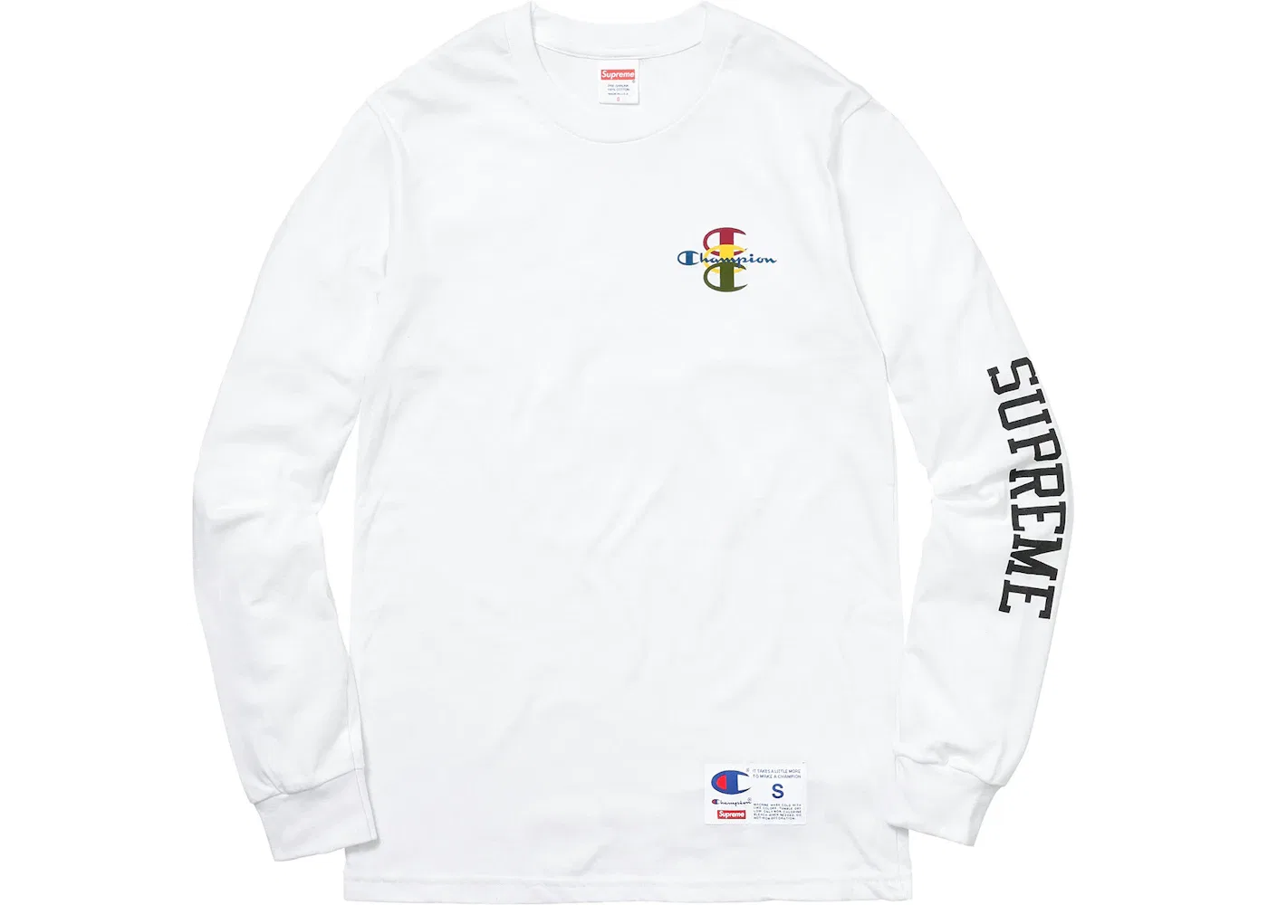 Мужская футболка с длинным рукавом Supreme Champion Stacked C/L Tee, White