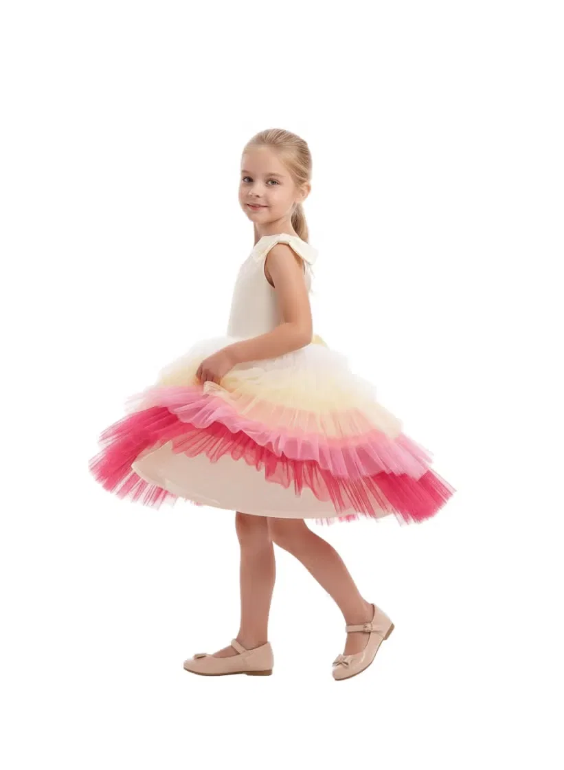 Платье без рукавов с многослойной юбкой из тюля Layered tulle dress D'Daniela, розовый — фото 4