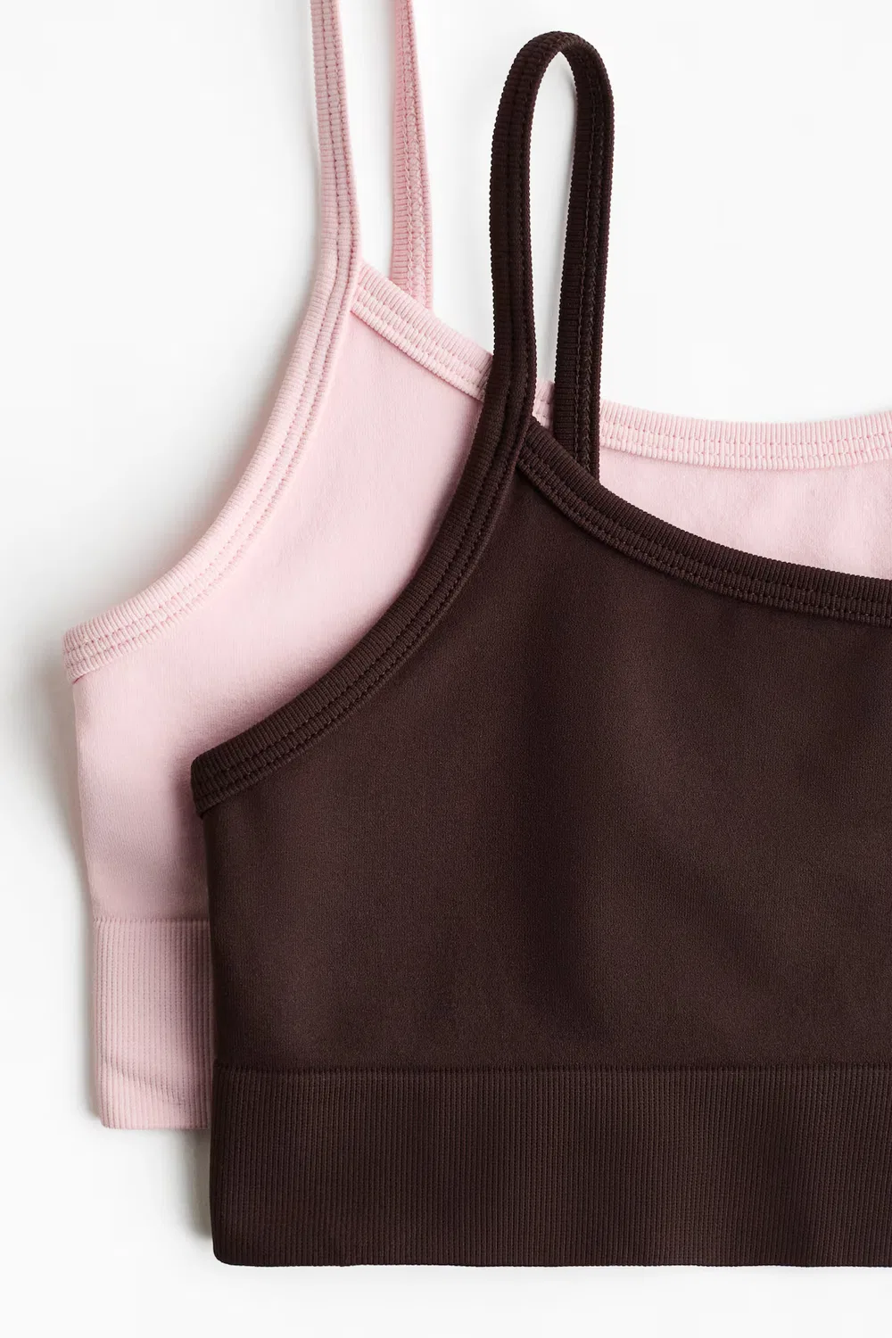 Комплект из 2 бесшовных спортивных футболок с технологией DryMove H&M, Dunkelbraun/ Blassrosa — фото 2