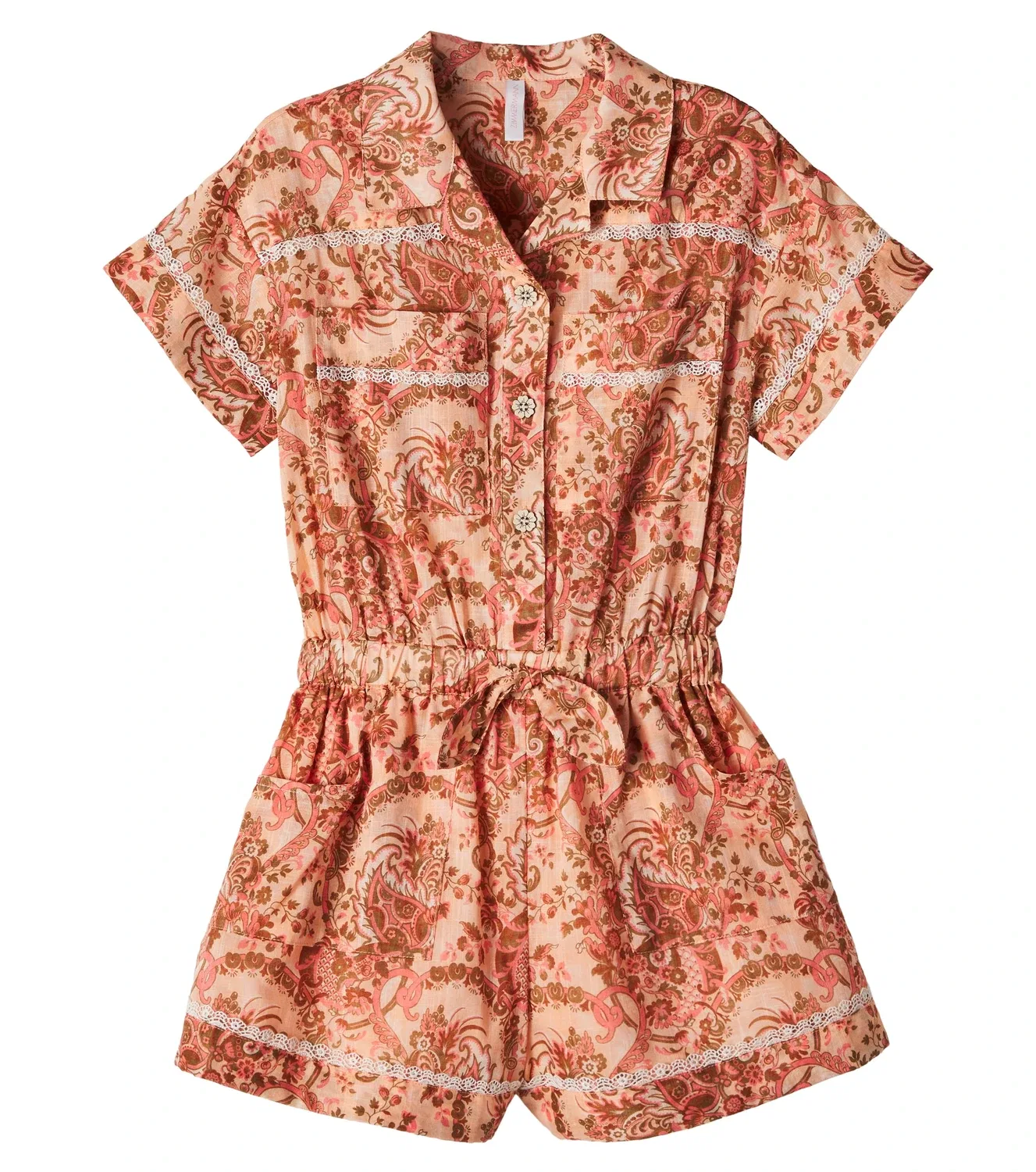 Комбинезон с цветочным принтом Zimmermann Kids, розовый