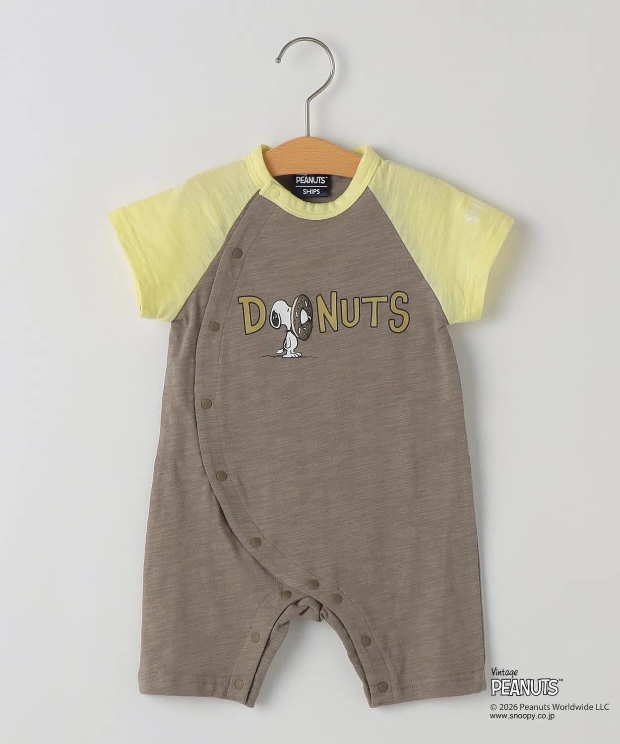 Детский хлопковый боди-комбинезон Snoopy Print Romper SHIPS, Cream