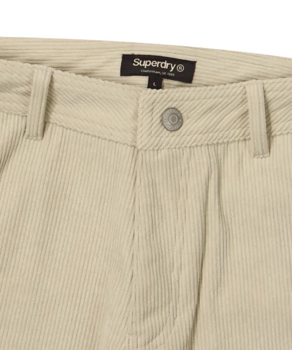 Коттоновые брюки-карго прямые, Corduroy Straight Carpenter Superdry, бежевый — фото 3