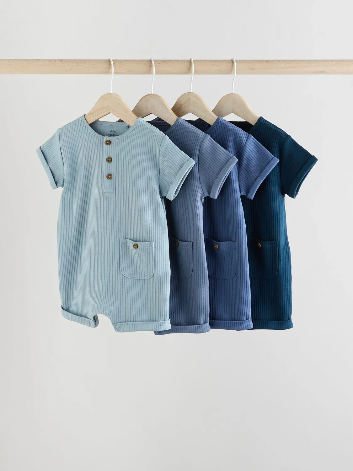 Ромперы 4 шт. Blue Grandad Button Neck Next, синий