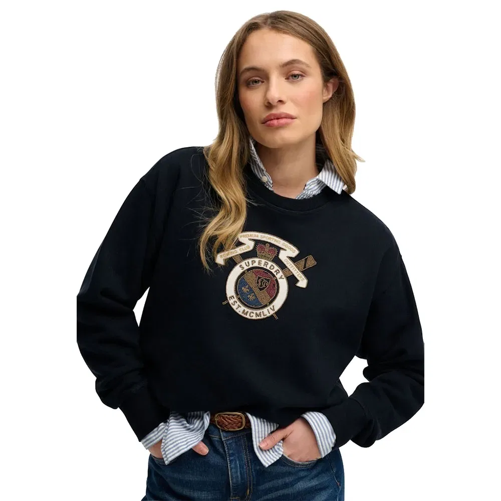 Свитшот свободного кроя Crest Loose Crew Superdry, черный