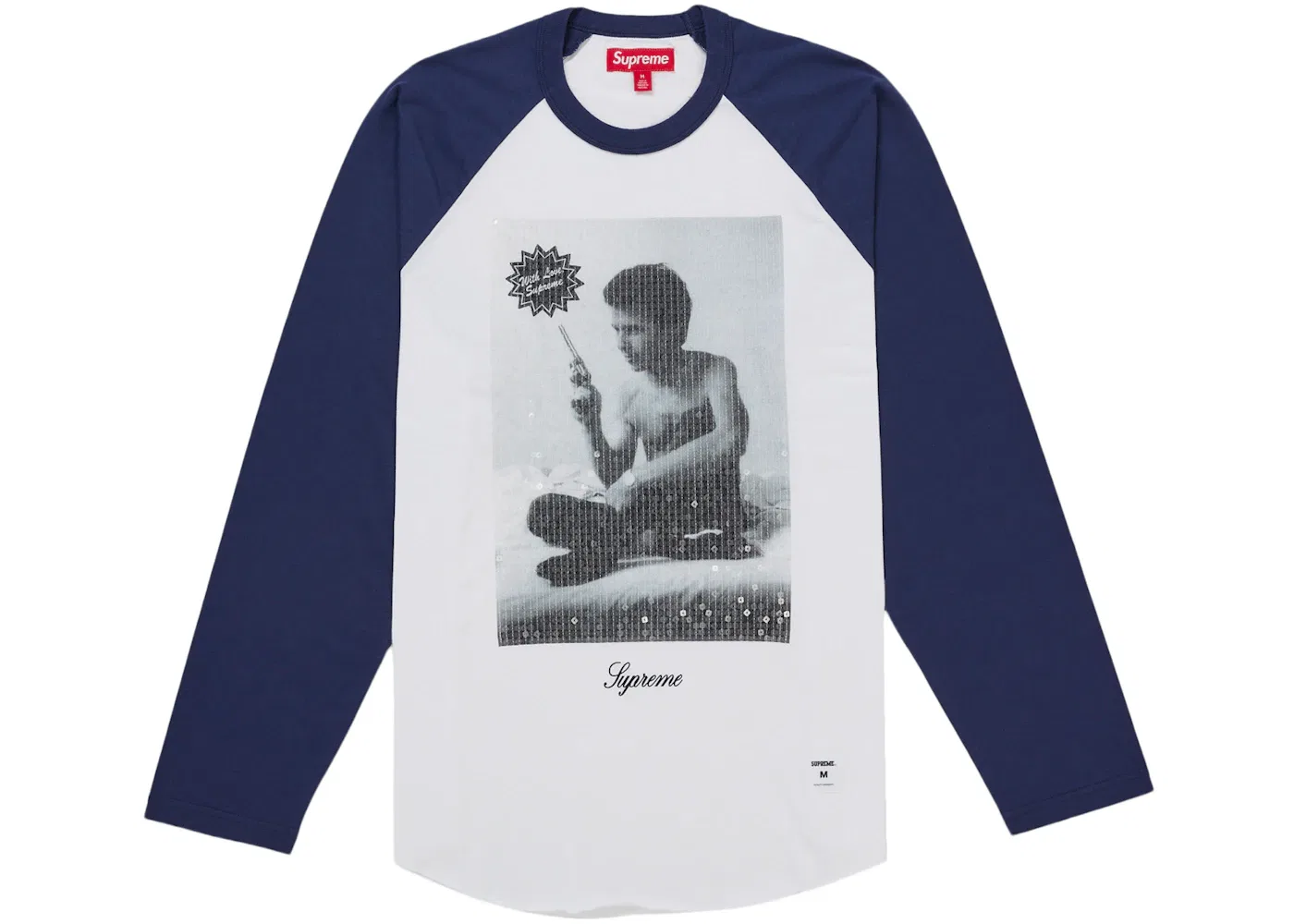 Мужской топ с принтом Larry Clark Sequin Raglan Supreme, темно-синий