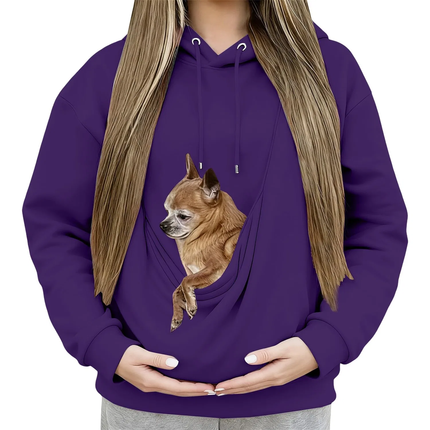 Женский худи с карманом-кенгуру Cat Hoodie, Z31 Purple — фото 4
