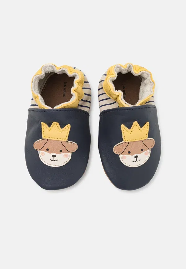 Пинетки кожаные King dog unisex - first shoes Robeez, Marine, Beige Clair, бежевый