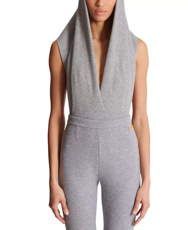 

Драпированный комбинезон с капюшоном Balmain, серый