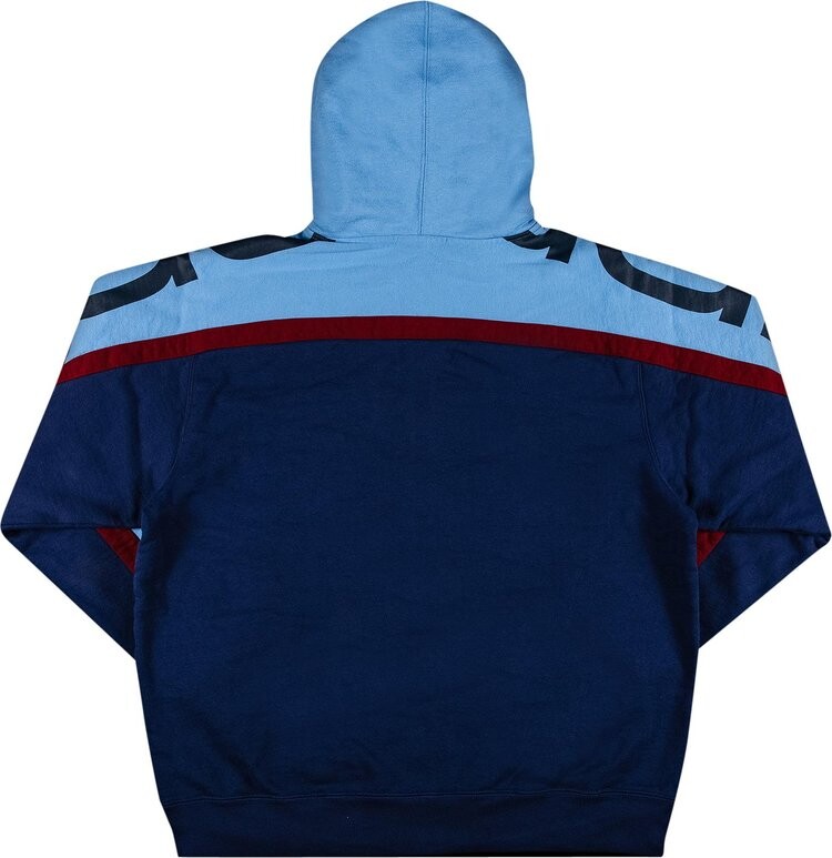 Толстовка Supreme Big Logo Paneled Zip Up Hooded Sweatshirt 'Navy', синий — фото 3