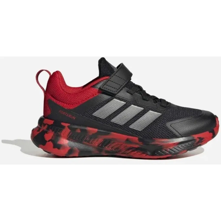 Детские спортивные кроссовки с шнуровкой Forta Run 4.0 EL adidas, Core Black Iron Metallic Better Scarlet