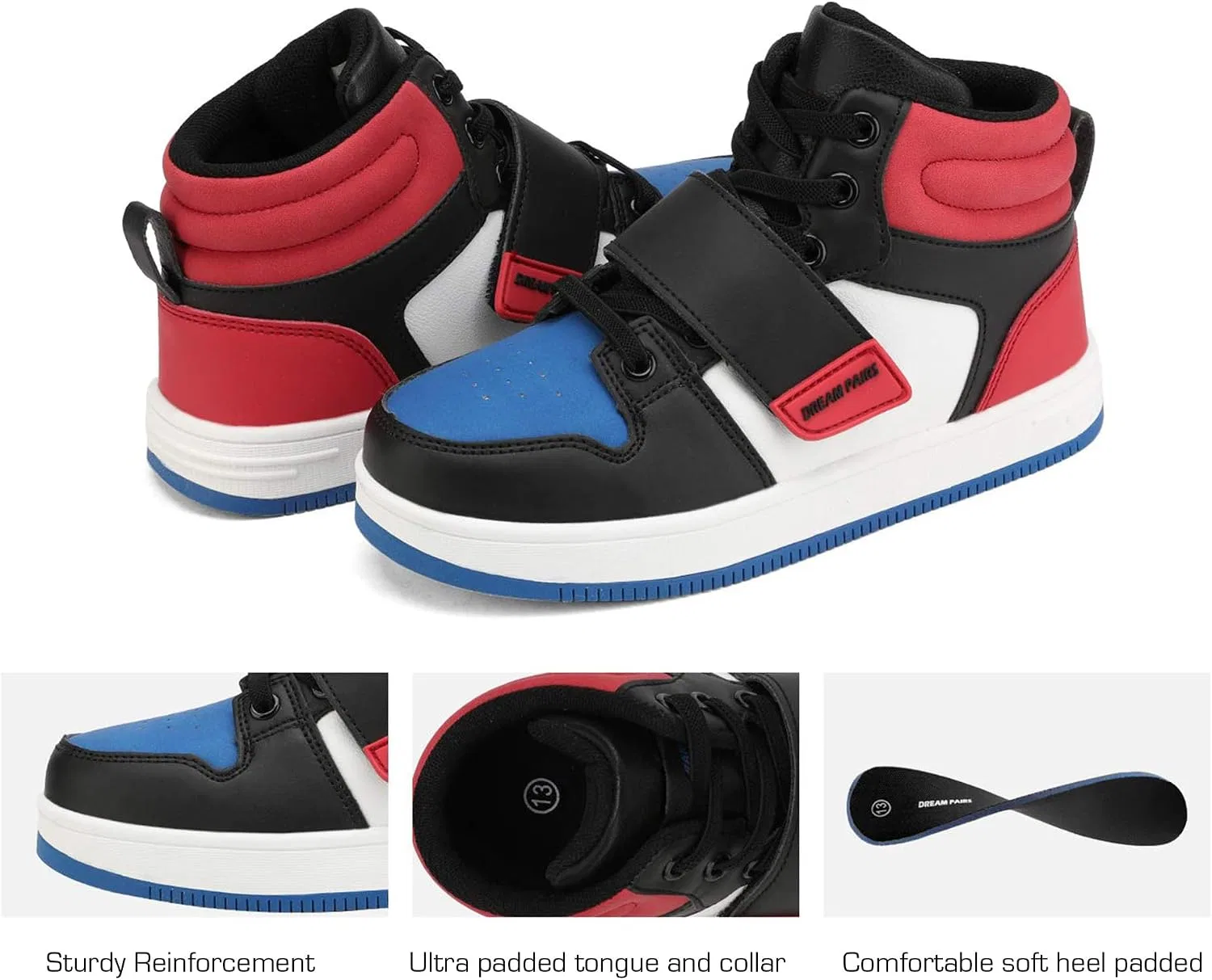 Детские кроссовки высокие LilLegends Skyhigh DREAM PAIRS, Red/Blue/Black — фото 4