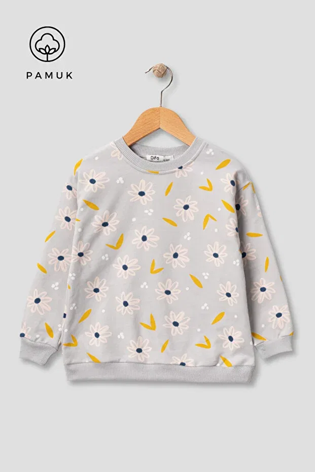 Детские свитшот для девочек с принтом Difa Kids, Gray