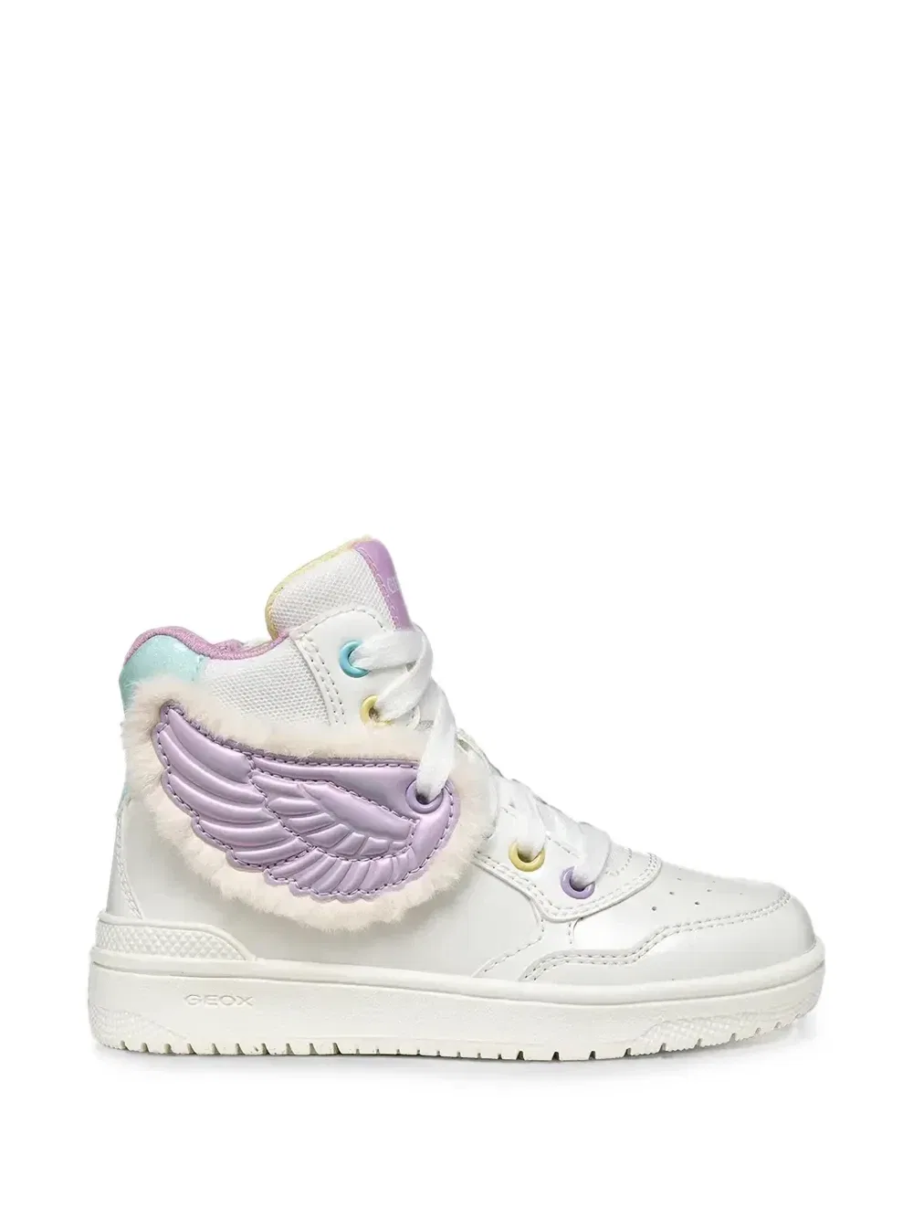 Высокие кроссовки с нашивкой Geox Kids, белый