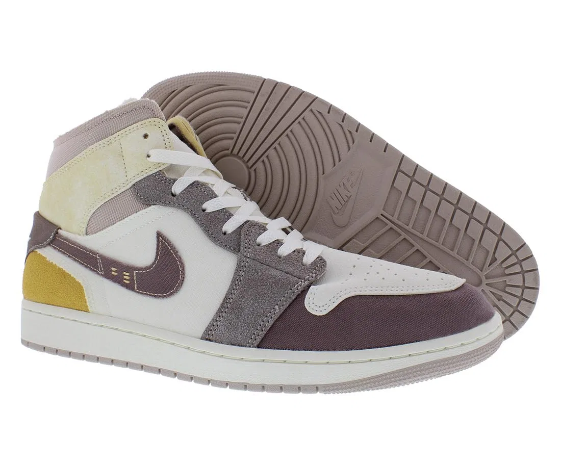 Детские кроссовки для мальчиков высокие Air Jordan 1 Retro High OG NIKE, Sail Taupe Haze Fossil — фото 2