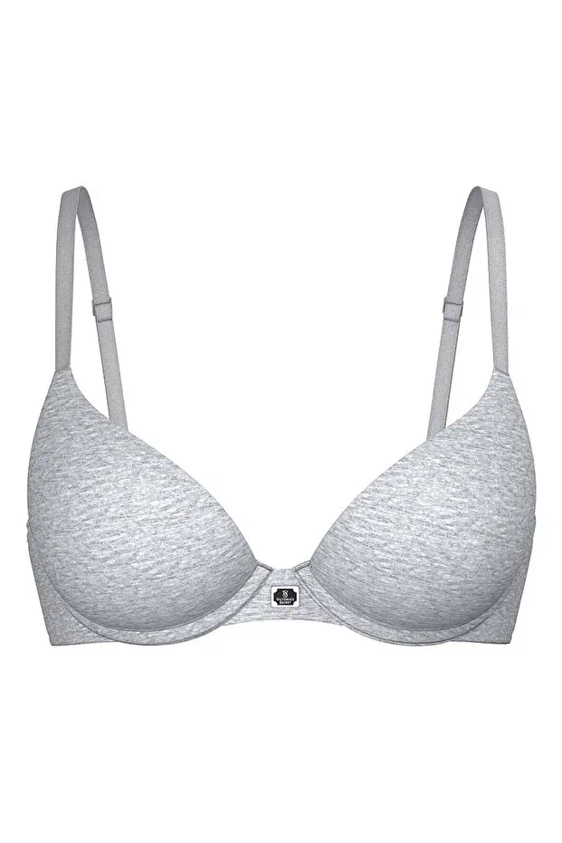 Женский бюстгальтер-пуш-ап хлопковый Victoria'S Secret, Light Grizzled Gray — фото 3