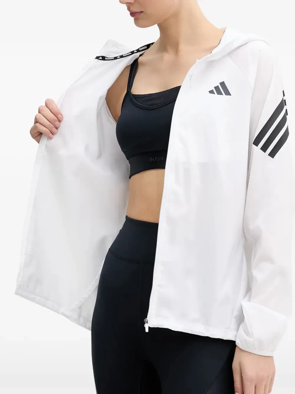 Толстовка с капюшоном украшенная логотипом Adidas, белый — фото 3