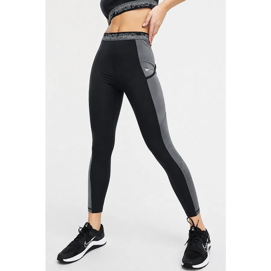 Леггинсы спортивные с высоким поясом и карманами Nike Pro High Rise 7/8 Training Leggings With Pockets, Черный