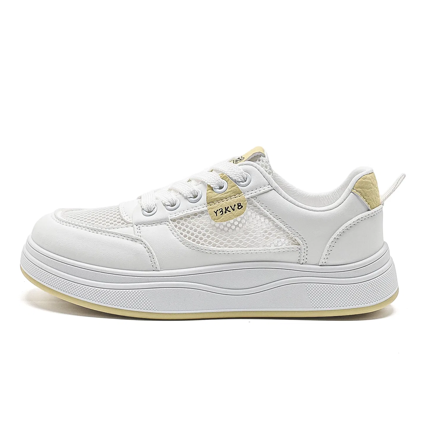 Детские кеды для скейтбординга с принтом White Yellow VENICEW, White Yellow