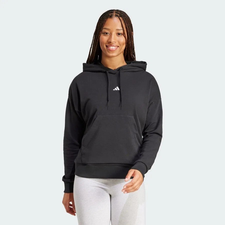 Худи с капюшоном из французского терри с логотипом Essentials Small Logo French Terry Hoodie adidas, Черно-белый