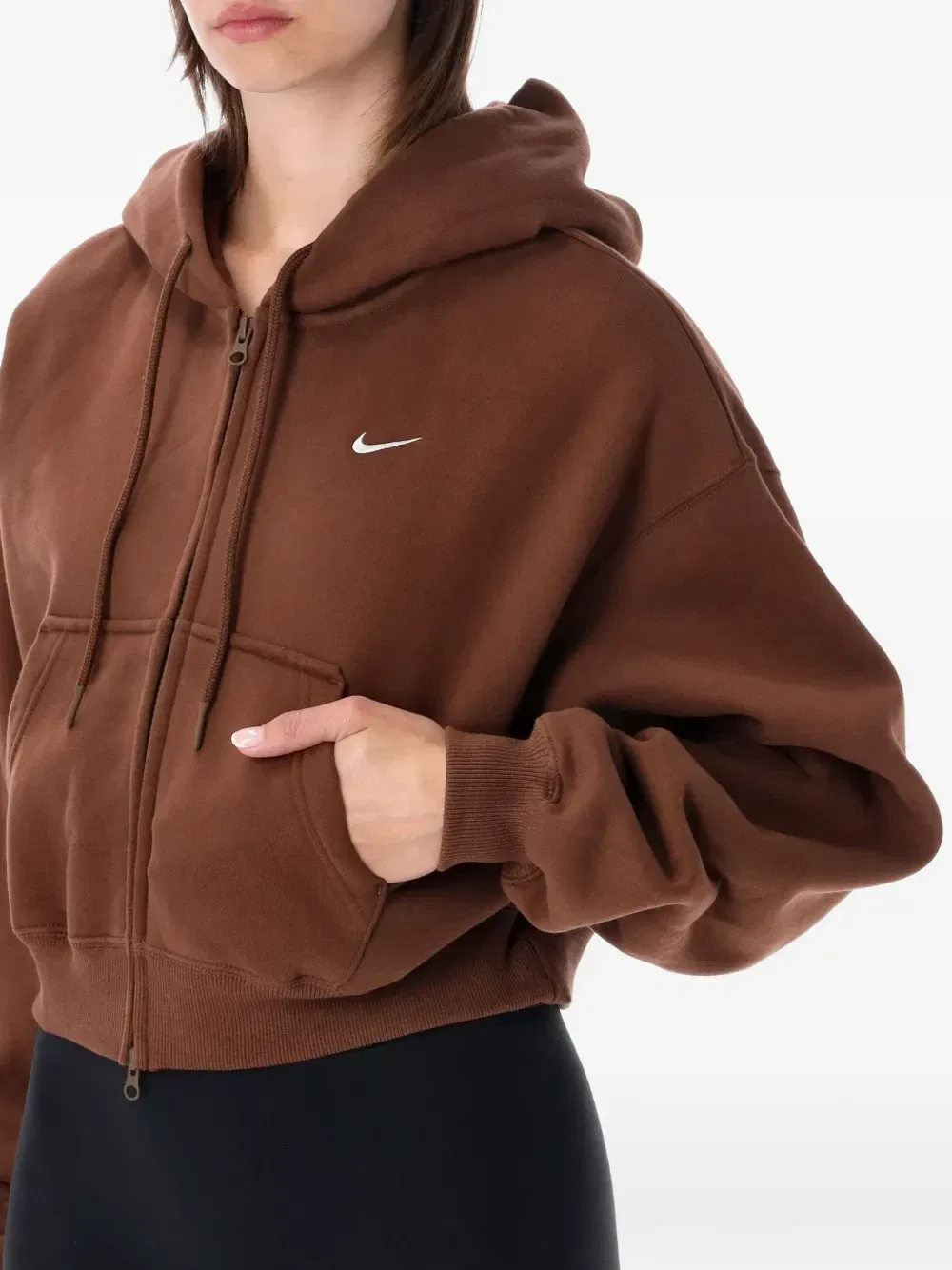 Толстовка на молнии с вышитым логотипом Nike, коричневый — фото 2