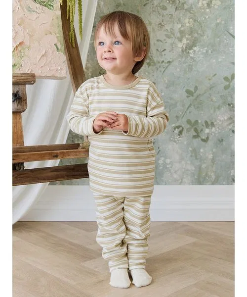 Детская футболка с длинным рукавомPima Cotton Double Stripe Hay/Cloud JAMIE KAY, Khaki — фото 3