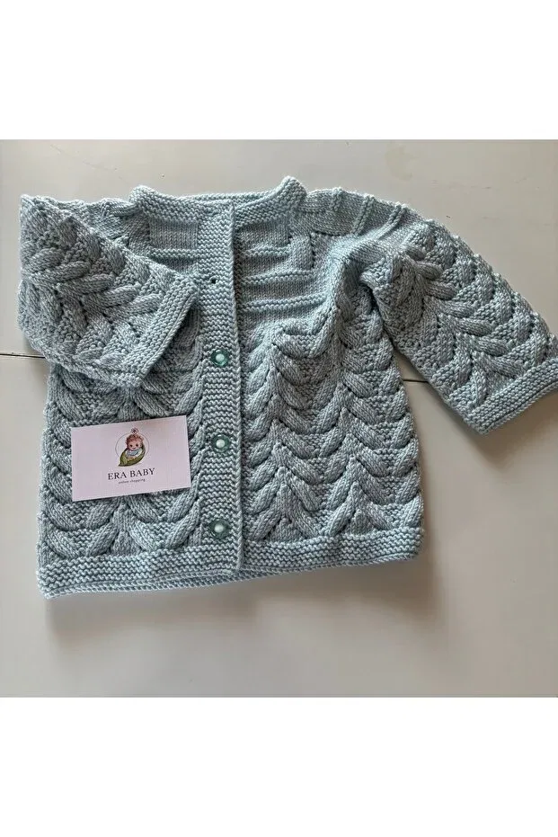 Детский кардиган хлопковый Unisex baby knitted cardigan light blue hair knitted patterned knitwear cardigan 0-3 months, 3-6 months Generic Brands, Blue