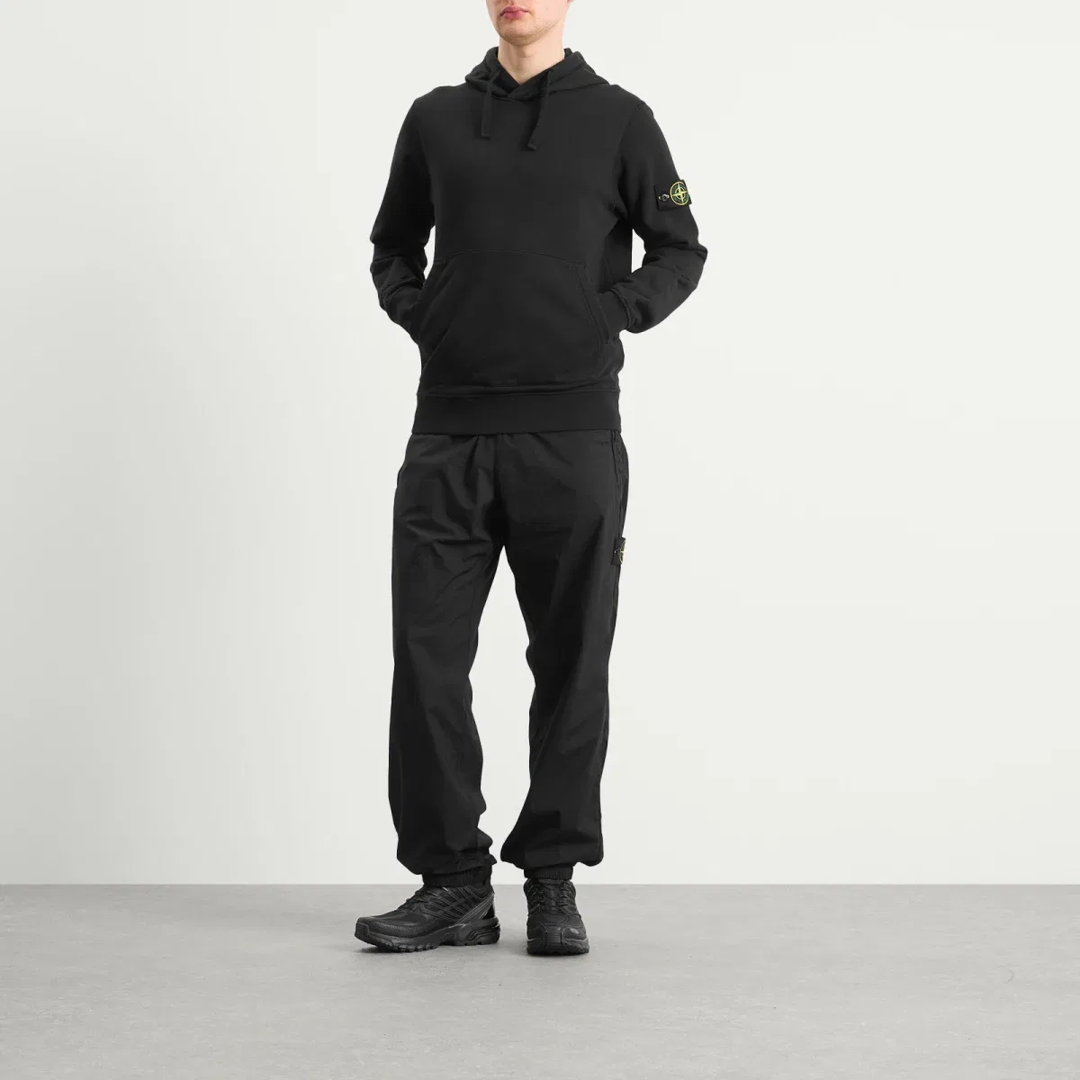 Худи из хлопка с капюшоном Garment Dyed Stone Island, Black — фото 4