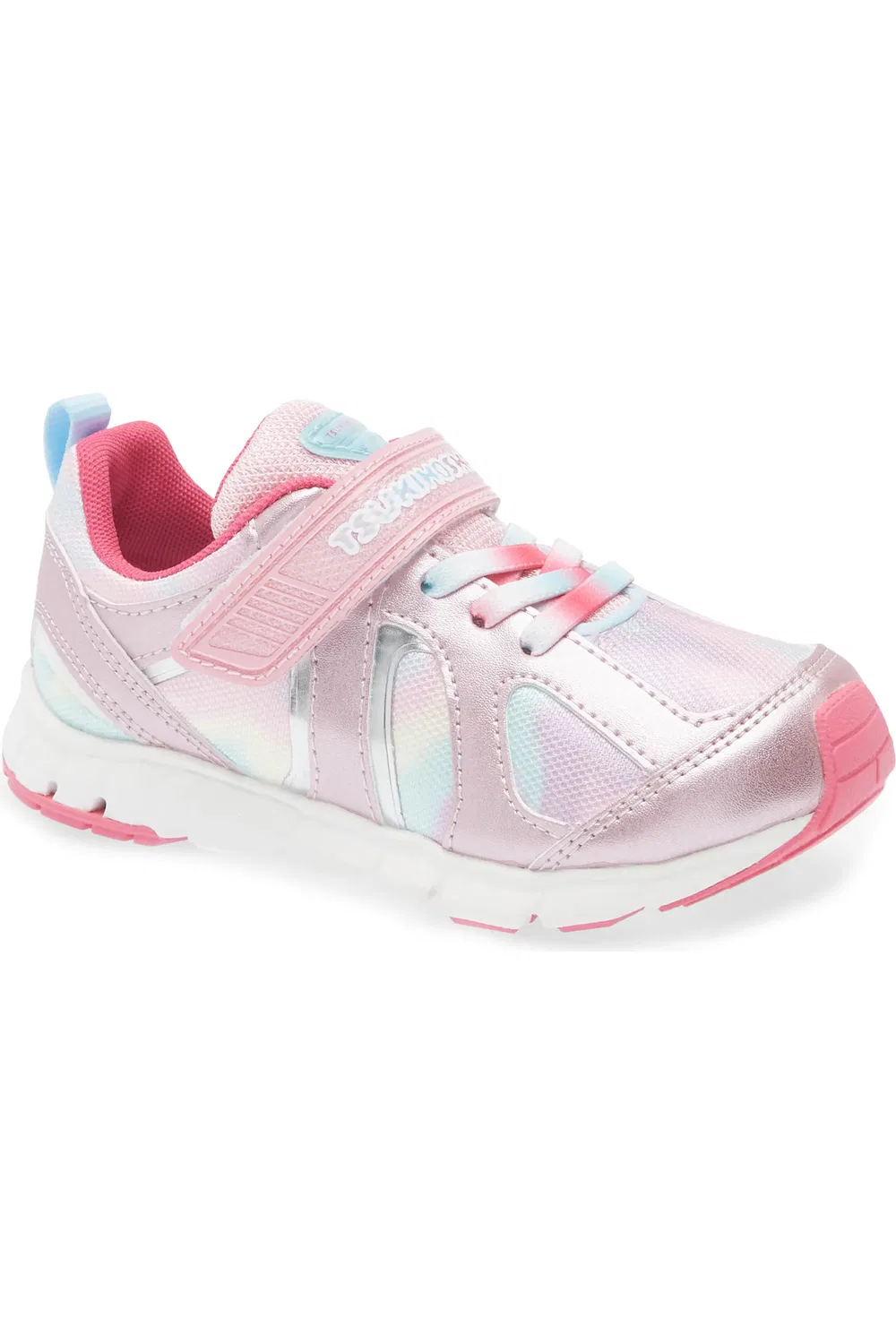 Детские кроссовки легкие с эластичными шнурками Rainbow Washable Tsukihoshi, розовый/розовый