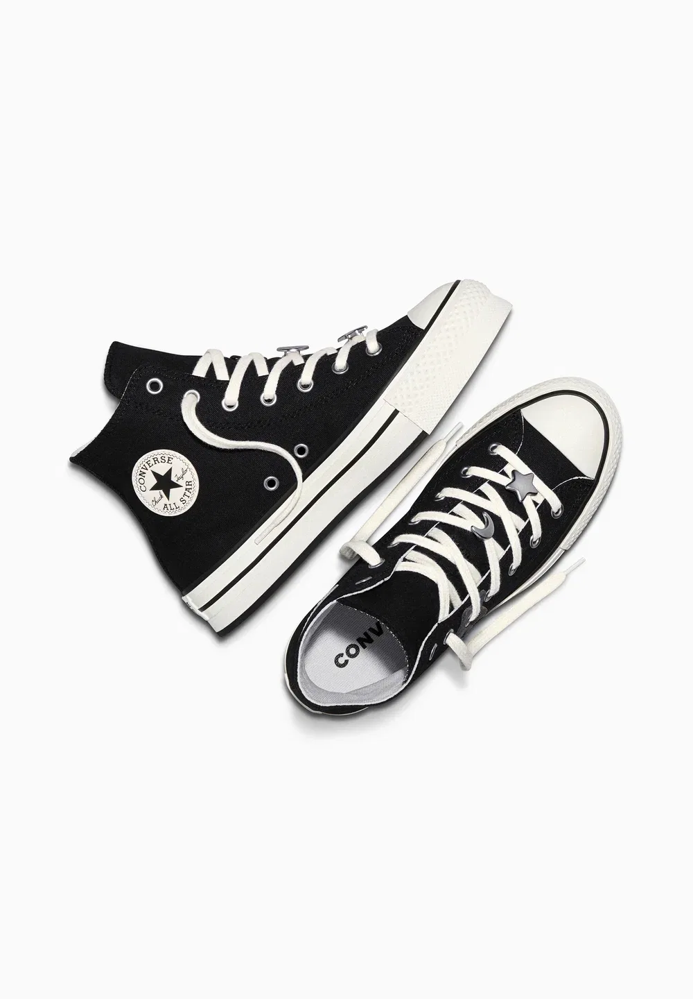 Высокие кеды Chuck Taylor All Star Lift Double Stack Platfo унисекс - высокие кроссовки Converse, Black White Sliver-Coloured — фото 3