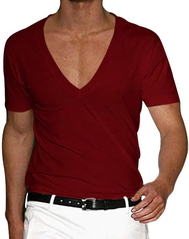 Мужская футболка с V-образным вырезом Muscle Shirt, Wine Red