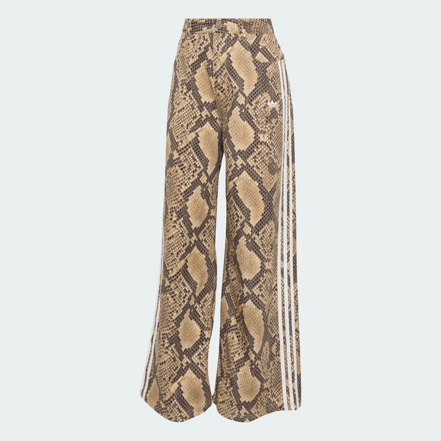 Женские джинсы свободного кроя с принтом змеиной кожи Snake Print Denim Adidas Originals, льняной/бежевый — фото 4