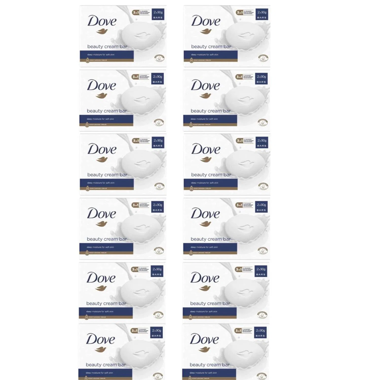 Мыло Dove Beauty Cream Bar Classic Moisturising 2 x 90g, набор 12 шт