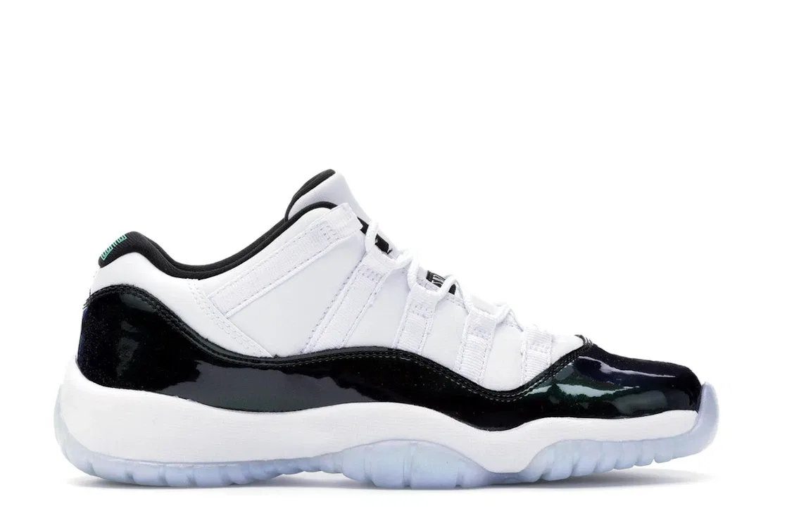 Детские кроссовки Lifestyle с принтом Jordan 11 Retro Low Jordan, White/Black-Emerald Rise