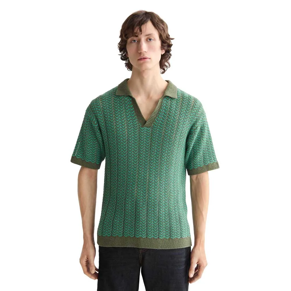 

Поло с коротким рукавом Scotch & Soda Open Structured Knitted, зеленый