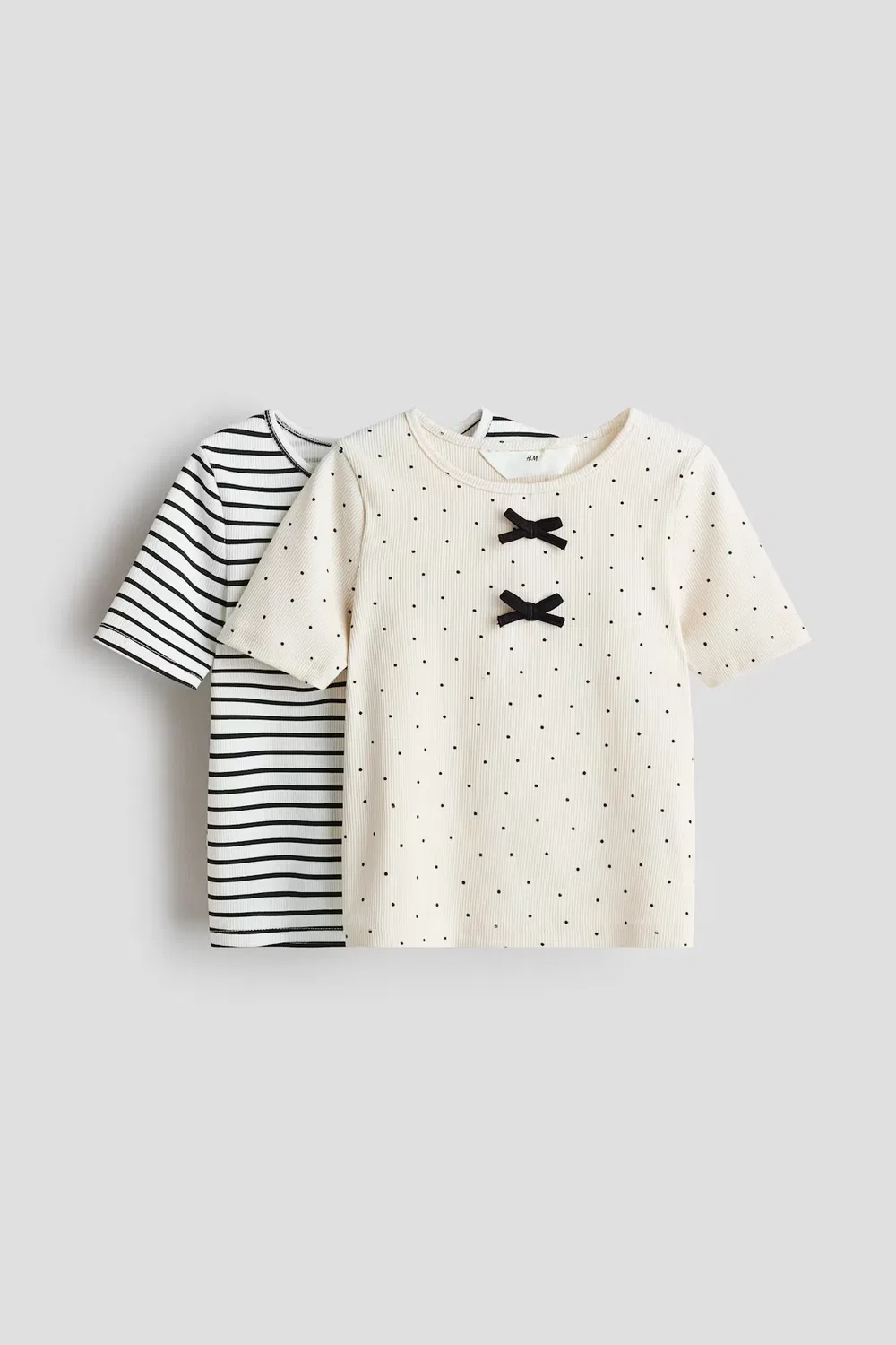 Комплект из 2 ребристых хлопковых рубашек H&M, Cremefarben/Gestreift