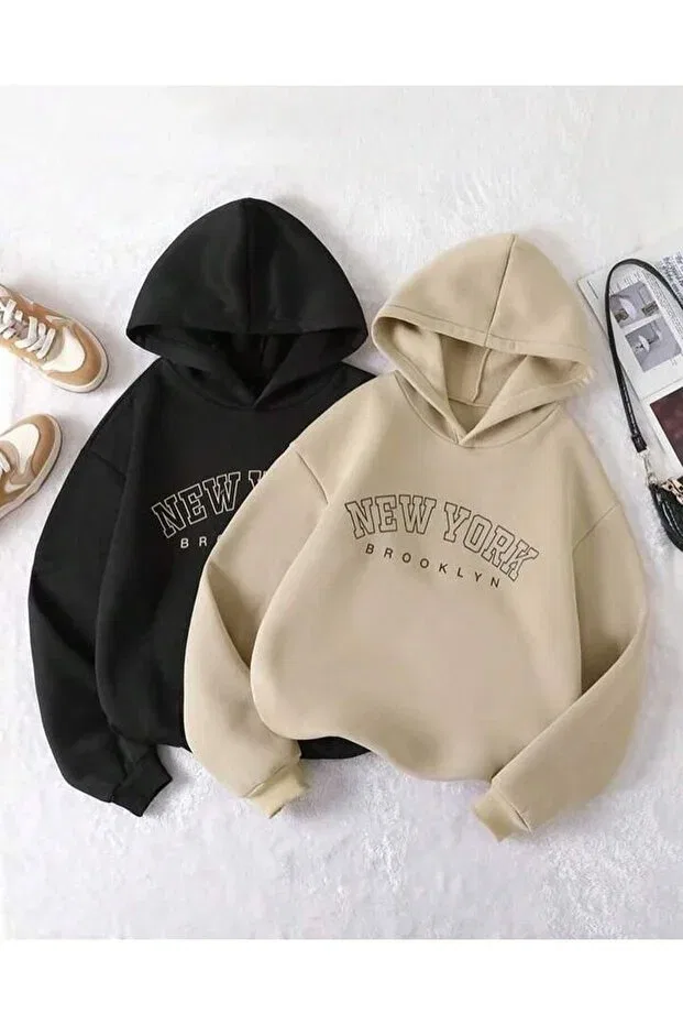 Детский комплект для девочек с принтом New York Brooklyn Printed, Generic Brands, K-Black-Beige