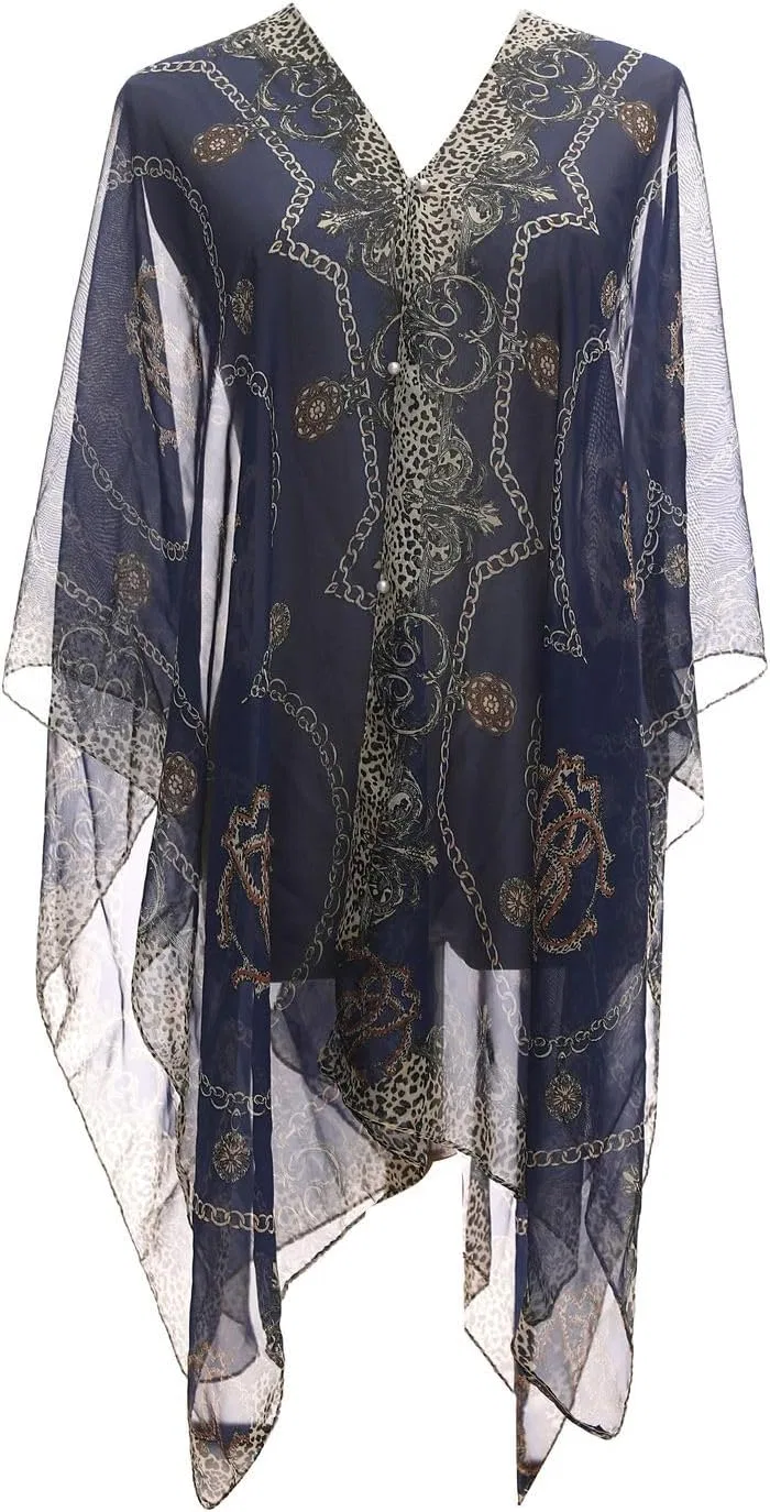 Женская накидка для купальника с рукавами-кимоно, Navy Blue — фото 2
