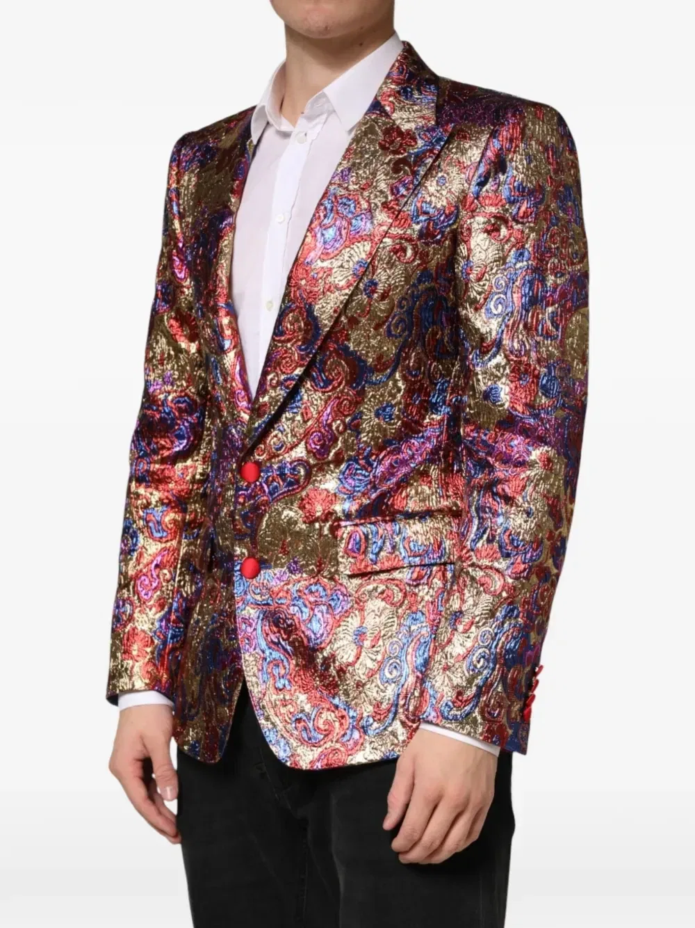 Жаккардовый однобортный блейзер DOLCE & GABBANA, золотой — фото 2