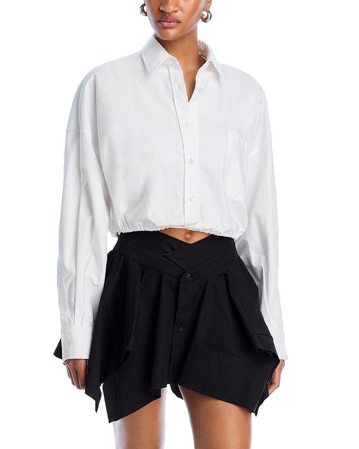 

Поплиновая рубашка с кулиской по низу alexanderwang.t, белый